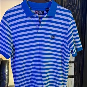 Chaps Men's Polo in Teal and White Stripes